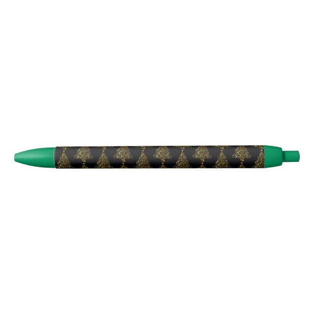 Cool Black Gold Shiny Christmas Tree Pattern Pen (Front)