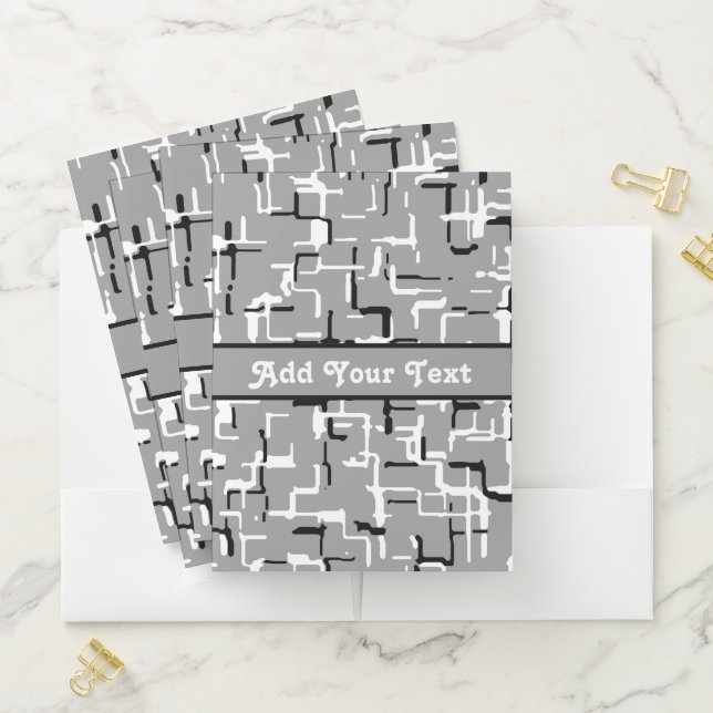 COOL Black Gray White Trendy Pattern Pocket Folder (In Situ)