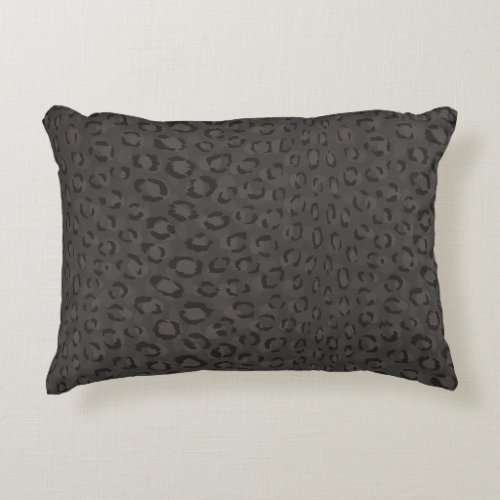 Cool black grey cheetah print monogram accent pillow