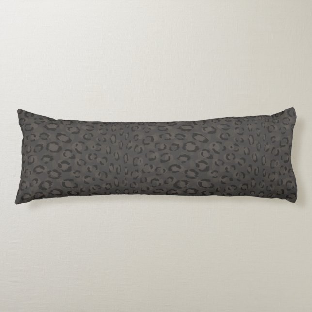 Cool black grey cheetah print monogram body pillow (Front)