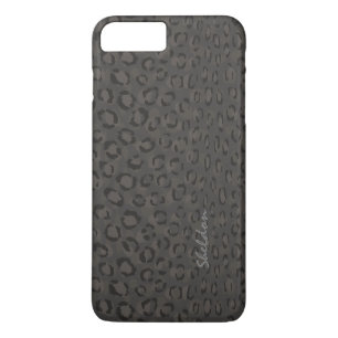 Cool black grey cheetah print monogram iPhone 8 plus/7 plus case