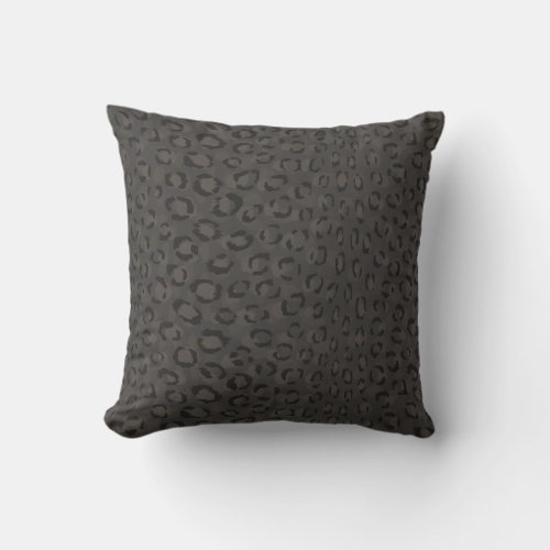 Cool black grey cheetah print monogram throw pillow