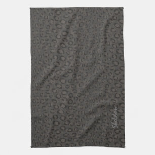 Cool black grey cheetah print monogram towel