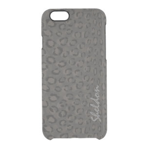 Cool black grey cheetah print monogram clear iPhone 6/6S case
