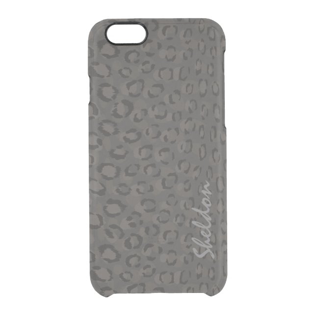 Cool black grey cheetah print monogram uncommon iPhone case (Back)