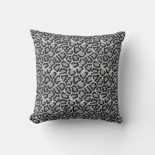 Cool Black  Grey Leopard Print Pattern Pillow