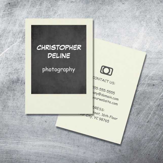 Cool Black Grey Photo Photography Business Card (Creator Uploaded)