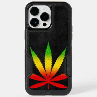 Cool Black Grunge Reggae Rasta Leaf Rastafarian OtterBox iPhone 14 Pro Max Case