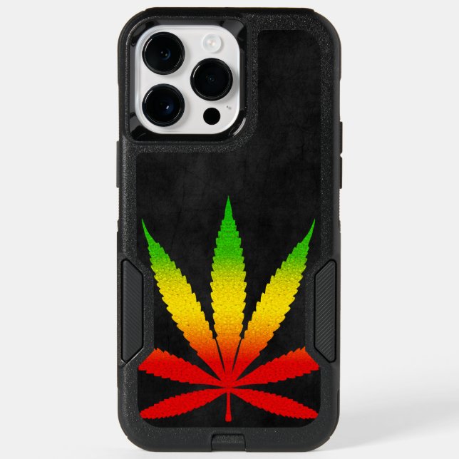 Cool Black Grunge Reggae Rasta Leaf Rastafarian Otterbox iPhone Case (Back)