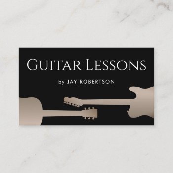 Cool Black Guitar Teacher Business Card by sm_business_cards at Zazzle