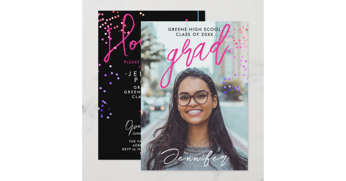 Cool Black High School Graduation Party Invitation | Zazzle