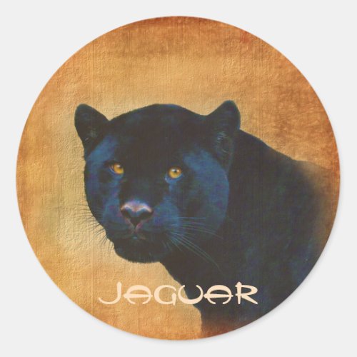 Cool Black Jaguar Panther Wildlife Big Cat Classic Round Sticker