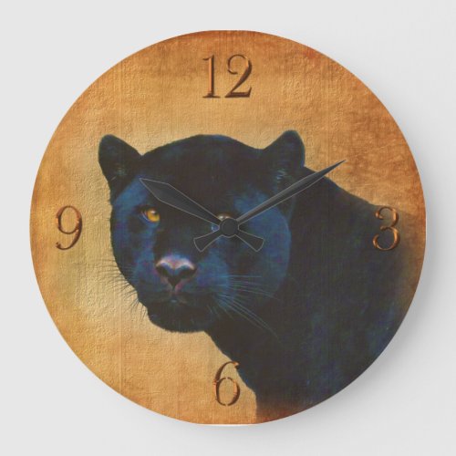 Cool Black Jaguar Panther Wildlife Big Cat Large Clock