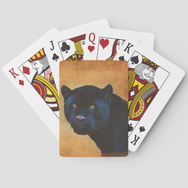 Cool Black Jaguar Panther Wildlife Big Cat Poker Cards (Back)