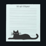 Cool Black Kitty Cat Custom Lined Notepad<br><div class="desc">Cool black cat just hanging out. Text can be personalized with your name or slogan. Cute lined paper notepad for work, to-do lists, school, and grocery lists. Makes a purrfect gift for cat lovers. This fun feline notepad is available in more paper colors. Visit Jenn's Doodle World for more paper...</div>