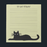 Cool Black Kitty Cat Custom Lined Notepad<br><div class="desc">Cool black cat just hanging out. Text can be personalized with your name or slogan. Cute lined paper notepad for work, to-do lists, school, and grocery lists. Makes a purrfect gift for cat lovers. This fun feline notepad is available in more paper colors. Visit Jenn's Doodle World for more paper...</div>