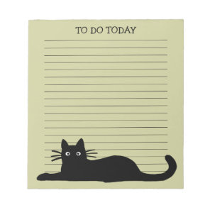 Cool Black Kitty Cat Custom Lined Notepad