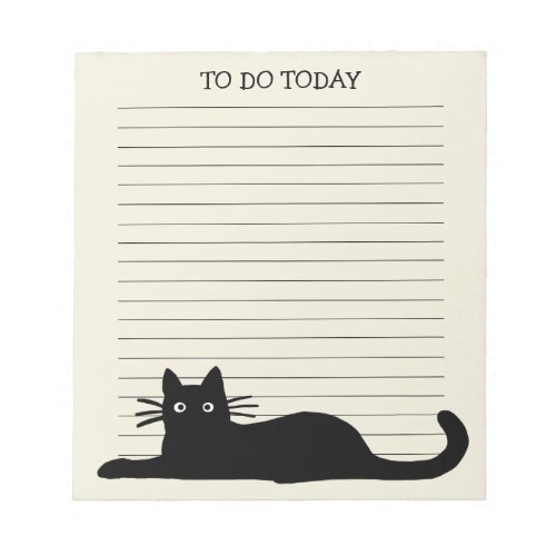 Cool Black Kitty Cat Custom Lined Notepad