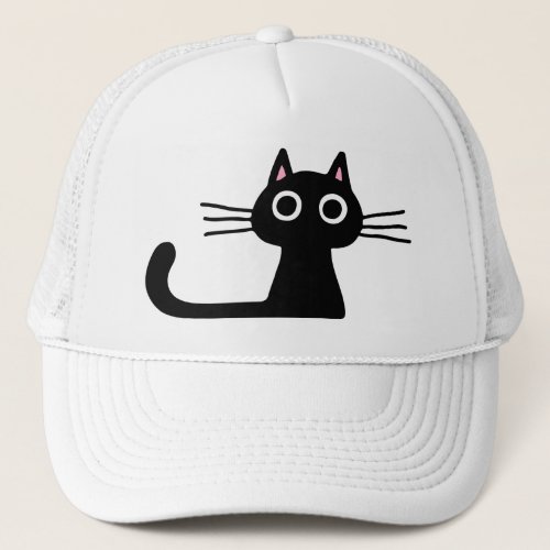 Cool Black Kitty Cat  Fun Feline Design Unisex Trucker Hat