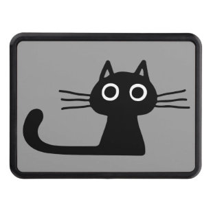 Cool Black Kitty Cat   Whimsical Animal Art Hitch Cover