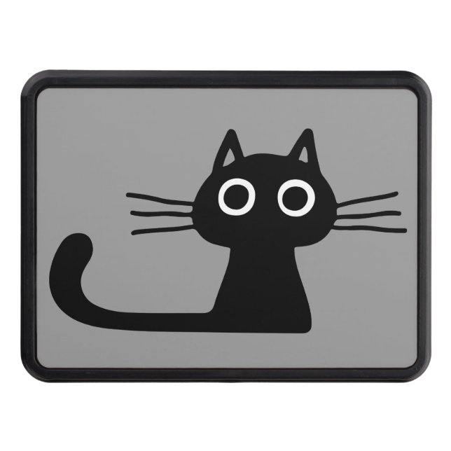 Cool Black Kitty Cat | Whimsical Animal Art Hitch Cover (Front)