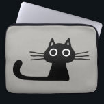 Cool Black Kitty Cat | Whimsical Animal Art Laptop Sleeve<br><div class="desc">Protect your computer with this cool black cat laptop sleeve. Quirky black kitty with big round eyes and long tail. A fun feline design for cat lovers. Visit Jenn’s Doodle World for even more electronics accessories featuring this whimsical black cat.</div>