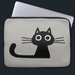 Cool Black Kitty Cat | Whimsical Animal Art Laptop Sleeve<br><div class="desc">Protect your computer with this cool black cat laptop sleeve. Quirky black kitty with big round eyes and long tail. A fun feline design for cat lovers. Visit Jenn’s Doodle World for even more electronics accessories featuring this whimsical black cat.</div>