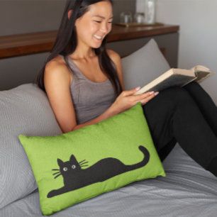 Cool Black Kitty Cats   Funky Felines Pet Lover's Lumbar Pillow