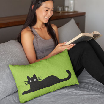 Cool Black Kitty Cats | Funky Felines Pet Lover's Lumbar Pillow by jennsdoodleworld at Zazzle