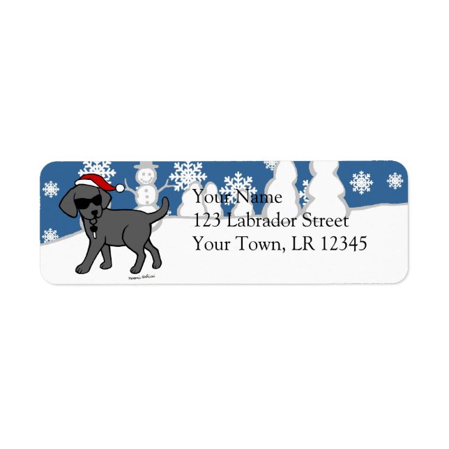 Cool Black Lab Cartoon Christmas Label (Front)