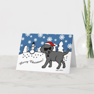 Cool Black Labrador Cartoon Christmas Holiday Card