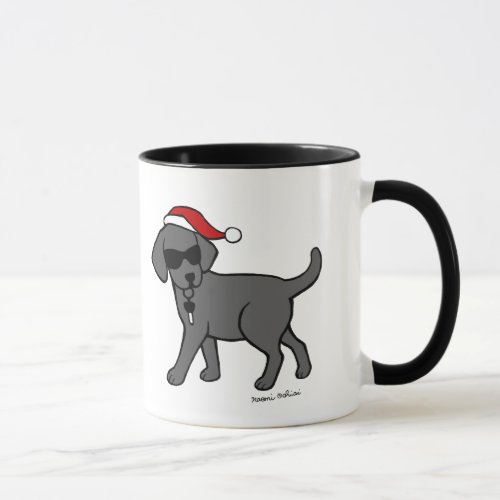 Cool Black Labrador Christmas Cartoon Mug