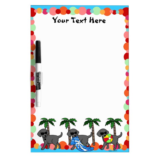 Cool Black Labradors Pool Party Dry Erase Board (Front)