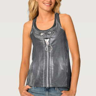 Cool black leather background tank top