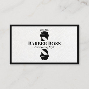 Cool Black Leather Barber Pole Barbershop Business Card