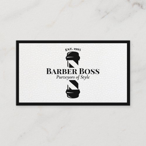 Cool Black Leather  Barber Pole Barbershop Business Card