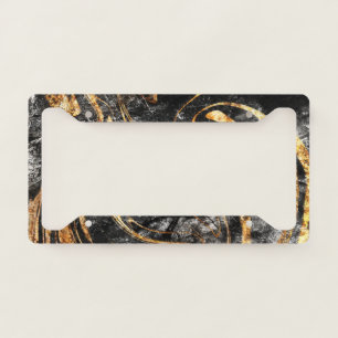Cool Black Marble Gold Touch License Plate Frame