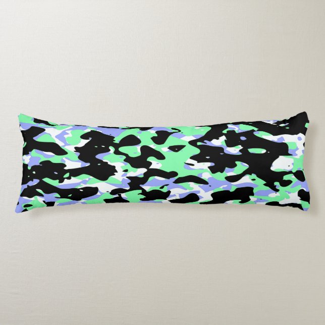 Cool Black, Mint Green and Blue Body Pillow (Front)
