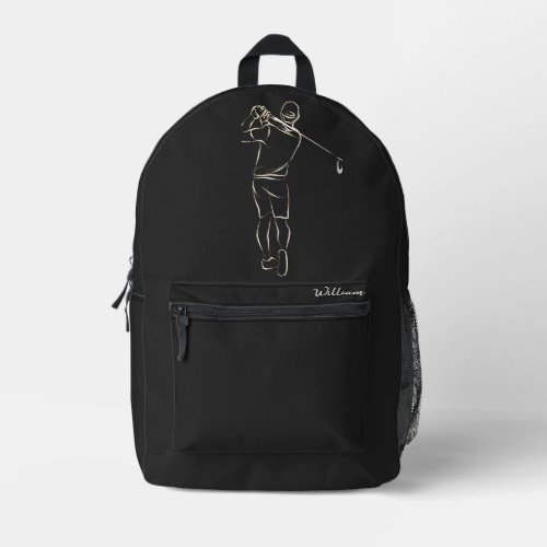  Cool Black Modern Add Your Name Classy Masculine  Printed Backpack