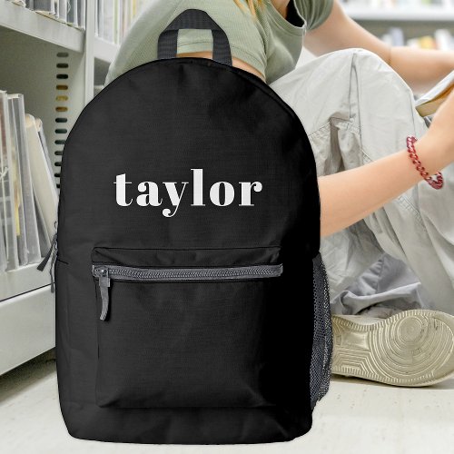 Cool Black Modern Minimalist Simple Stylish Trendy Printed Backpack
