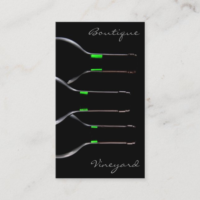 Cool Black Modern Wine Bottle Photo Business Card (Front)