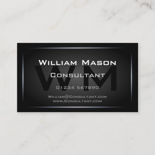 Customizable Cool Black Monogram Professional - Hi-Res Business Cards