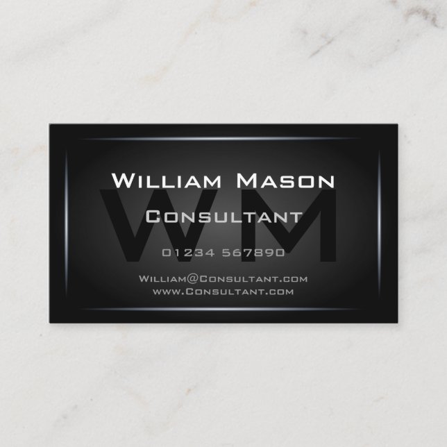 Cool Black Monogram Professional - Hi-Res Business Card (Front)