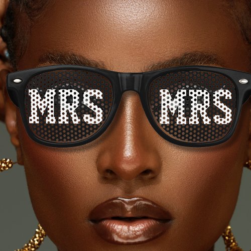 Cool Black Mrs Wife Bride Wedding Retro Sunglasses