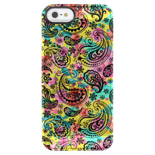 Cool Black Paisley Over Colorful Background Clear iPhone SE/5/5s Case