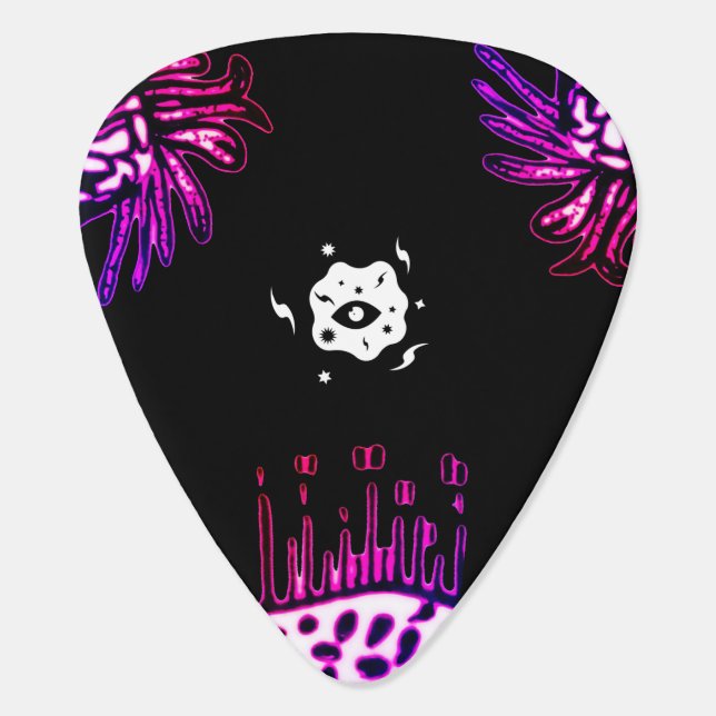 Cool Black Pink Abstract Guitar Pick (Back)