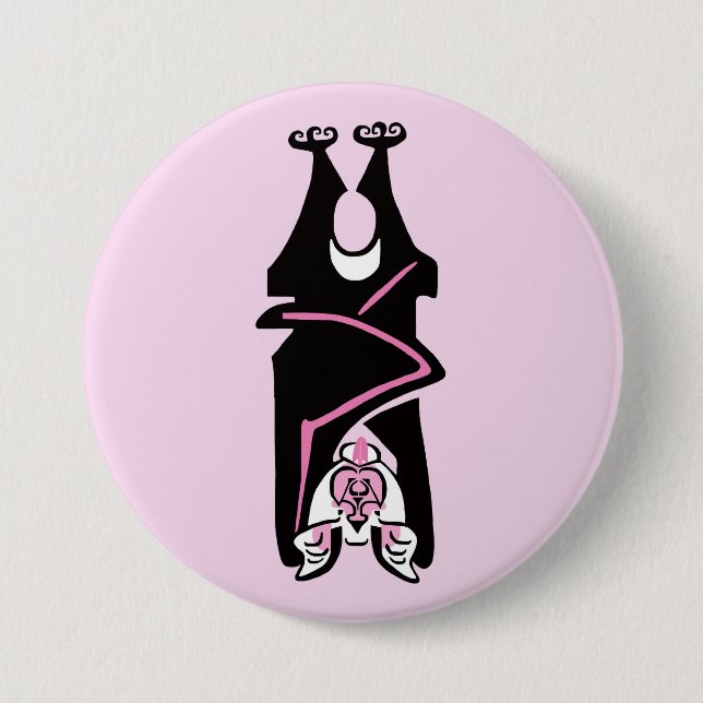 Cool Black & pink BAT - Endangered animal graphic  Button (Front)