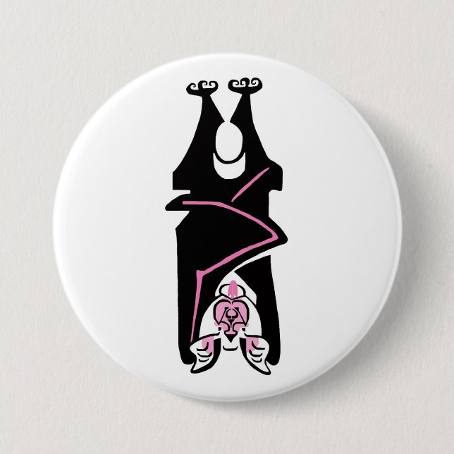 Cool Black & pink BAT -Halloween - Goth - Nature Button (Front)