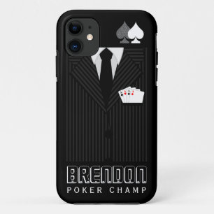 Cool Black Pinstripe Suit Poker Champ Casino iPhone 11 Case