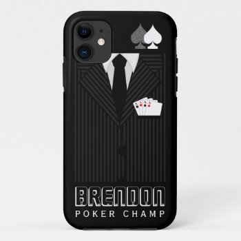 Cool Black Pinstripe Suit Poker Champ Casino Iphone 11 Case by sunnymars at Zazzle